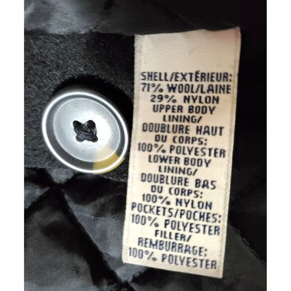 Old Navy 1994 Wool Blend Peacoat Mens L Black Dress Coat Pockets Quilted Lined - Picture 10 of 11